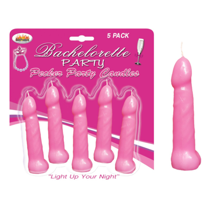 BACHELORETTE PECKER PARTY PINK CANDLES 5PK