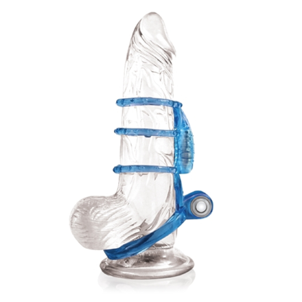 Vibrating - Dual Vibrating Cock Cage - Blue