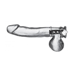 Metal Cock Ring with Locking Ball Strap