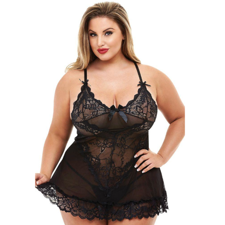 Baci- 2pcs Babydoll Rebel OSXL Noir