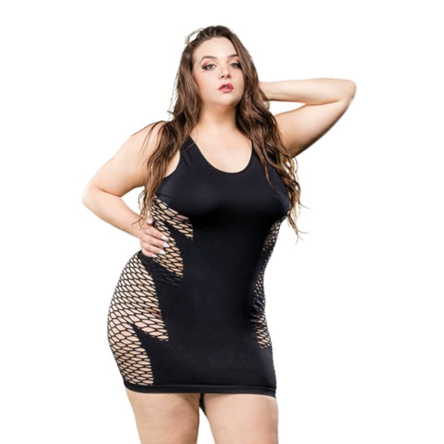 BEVERLY HILLS- Dress Wild Leaf Blk 1x-4x