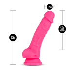 Neo - 7.5 Inch Dual Density Cock With Balls - Neon Pink