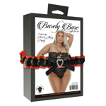 LACE-UP BRA & THONG PANTY, PLUS SIZE, BLACK