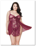 Coquette- Babydoll Merlot & string 20408 OSXL