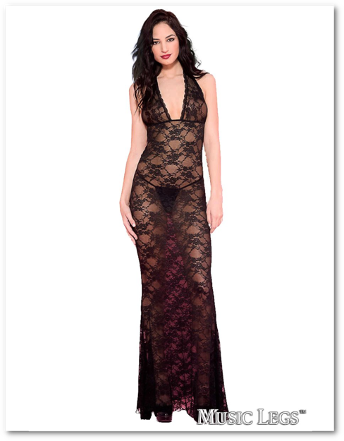 ML- Robe Longue Dentelle Noire OS 53012