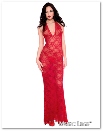 ML- Robe Longue Dentelle Rouge OS 53012