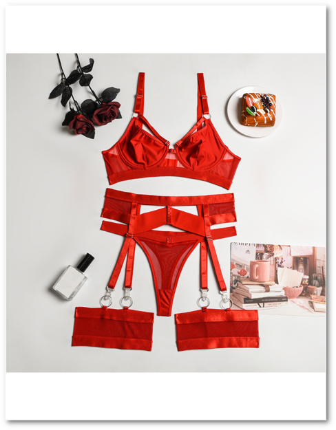 3202 Simply Seductive – 3PC Set Red Straps MED