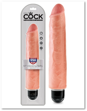 KING COCK 10" VIBRATING STIFFY WHITE FLESH 5525