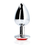 Ouch! Round Gem Butt Plug Small Silver/Ruby Red OU793