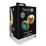 Ouch! Round Gem Butt Plug - Medium - Gold / Emerald Green