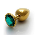 Ouch! Round Gem Butt Plug - Medium - Gold / Emerald Green