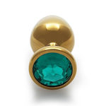 Ouch! Round Gem Butt Plug - Medium - Gold / Emerald Green