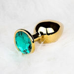 Ouch! Round Gem Butt Plug - Medium - Gold / Emerald Green