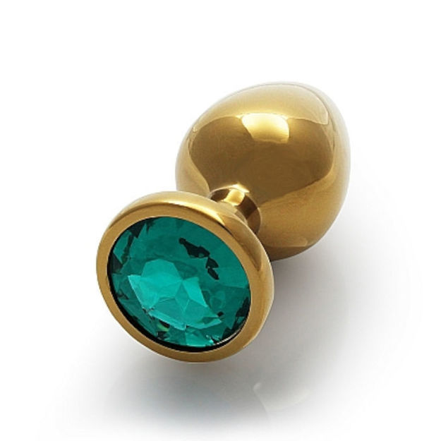 Ouch! Round Gem Butt Plug - Medium - Gold / Emerald Green