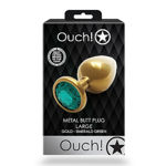 Ouch! Round Gem Butt Plug - Medium - Gold / Emerald Green