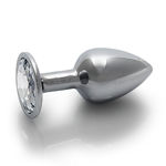 Ouch! Round Gem Butt Plug - Small - Silver / Diamond