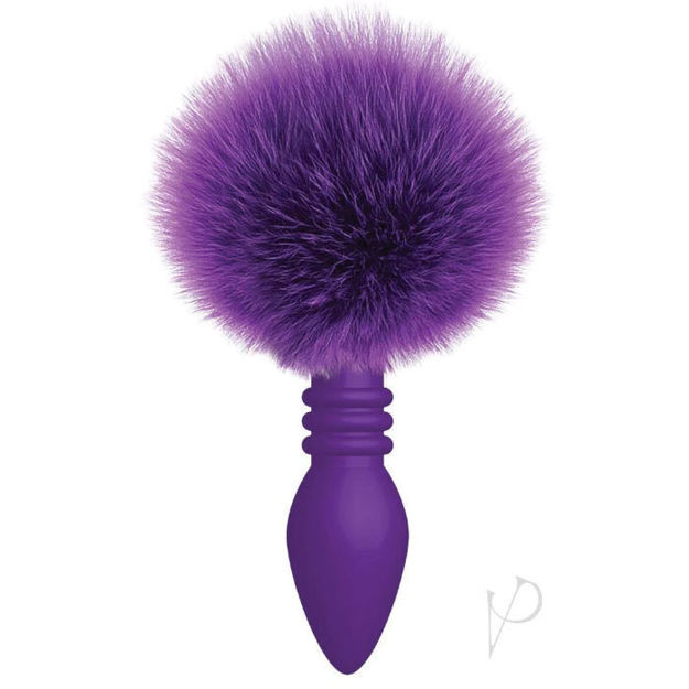 Cottontails Silicone Bunny Tail Butt Plug Ribbed Purple