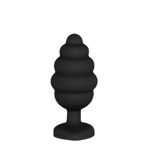 Regular Ribbed Diamond Heart Plug - OU457BLK