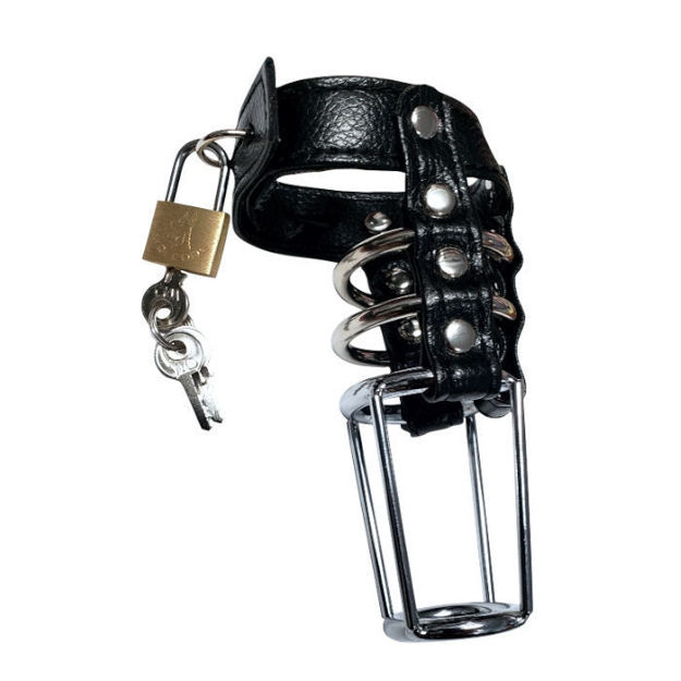 RAPTURE LEATHER AND STEEL COCK CAGE