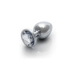 Ouch! Round Gem Butt Plug - Medium - Silver  Diamond