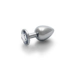 Ouch! Round Gem Butt Plug - Medium - Silver  Diamond