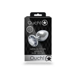 Ouch! Round Gem Butt Plug - Medium - Silver  Diamond