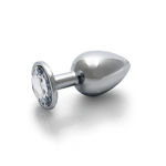 Ouch! Round Gem Butt Plug - Large - Silver  Diamond