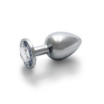 Ouch! Round Gem Butt Plug - Large - Silver  Diamond