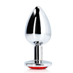 OUCH! ROUND GEM BUTT PLUG  MED SILVERRUBY RED OU794SIL