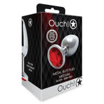 OUCH! ROUND GEM BUTT PLUG  MED SILVERRUBY RED OU794SIL