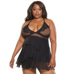 COQUETTE-BABYDOLL ET STRING 23106 BLK OSXL