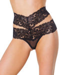 Coquette- Highwaist Lace Thong os blk 22333